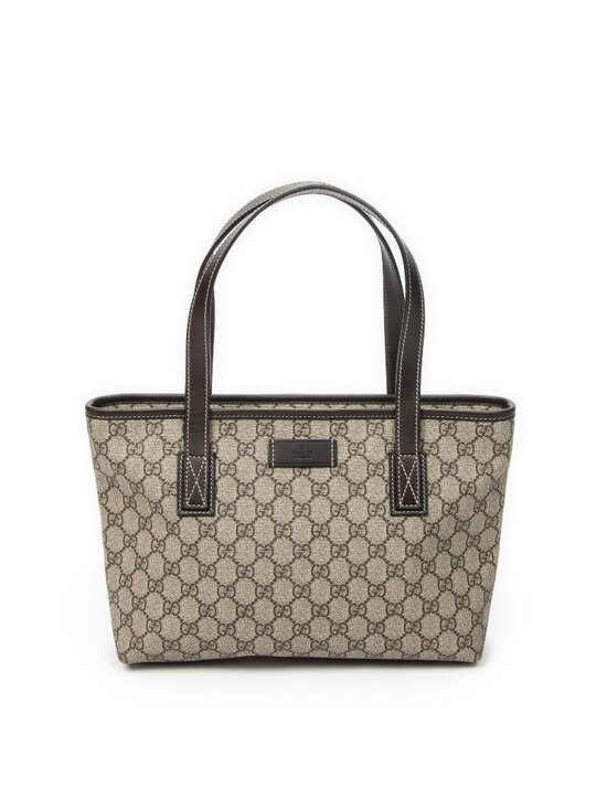 Gucci Handbags - Gucci Small Joy Tote Bag Dark Brown Beige Supreme Canvas